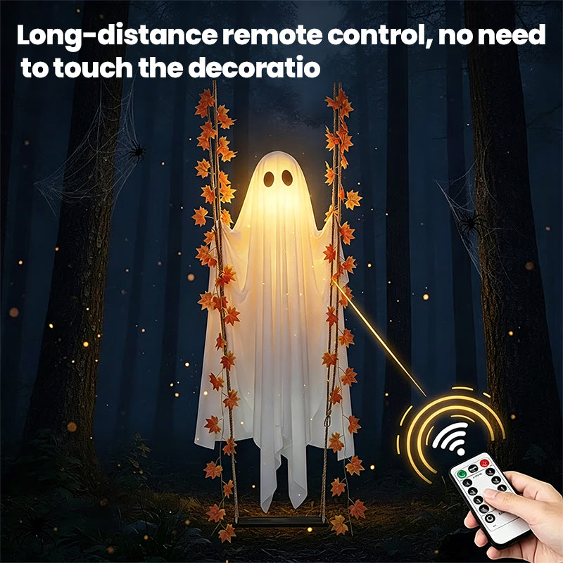 LED Light-Up Swinging Ghost Halloween Decoration