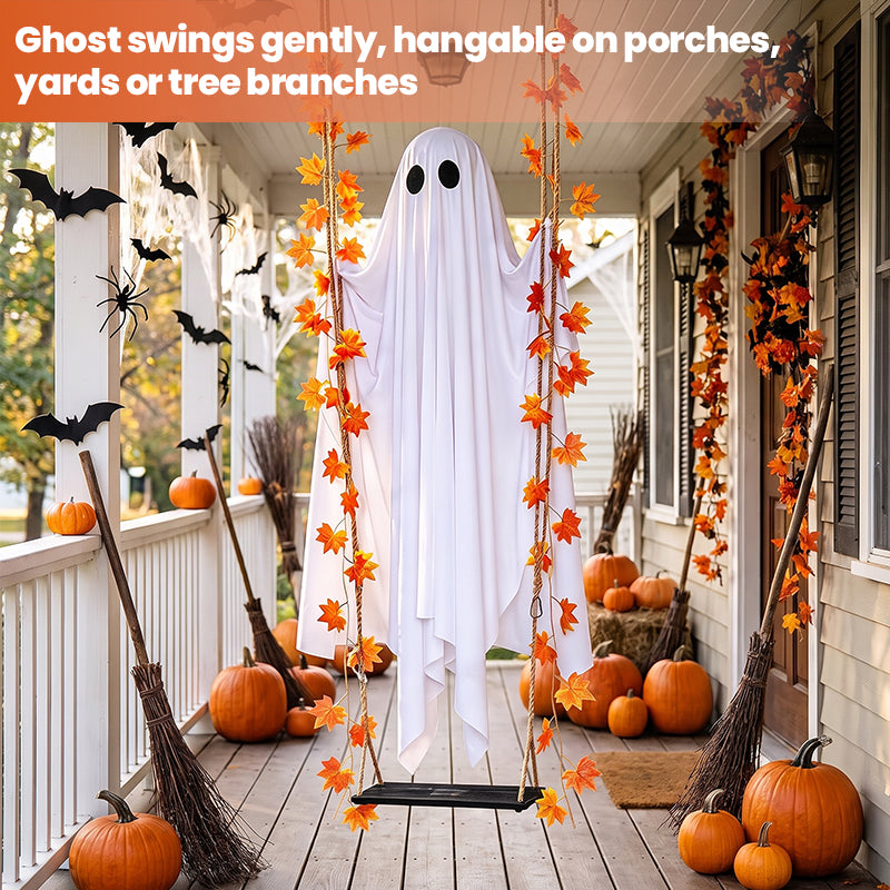 LED Light-Up Swinging Ghost Halloween Decoration