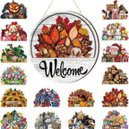 16 Pcs Interchangeable Front Door Welcome Sign - All Seasons