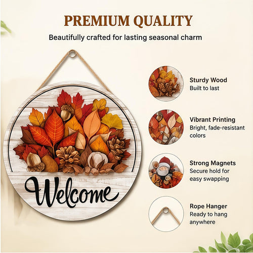 16 Pcs Interchangeable Front Door Welcome Sign - All Seasons