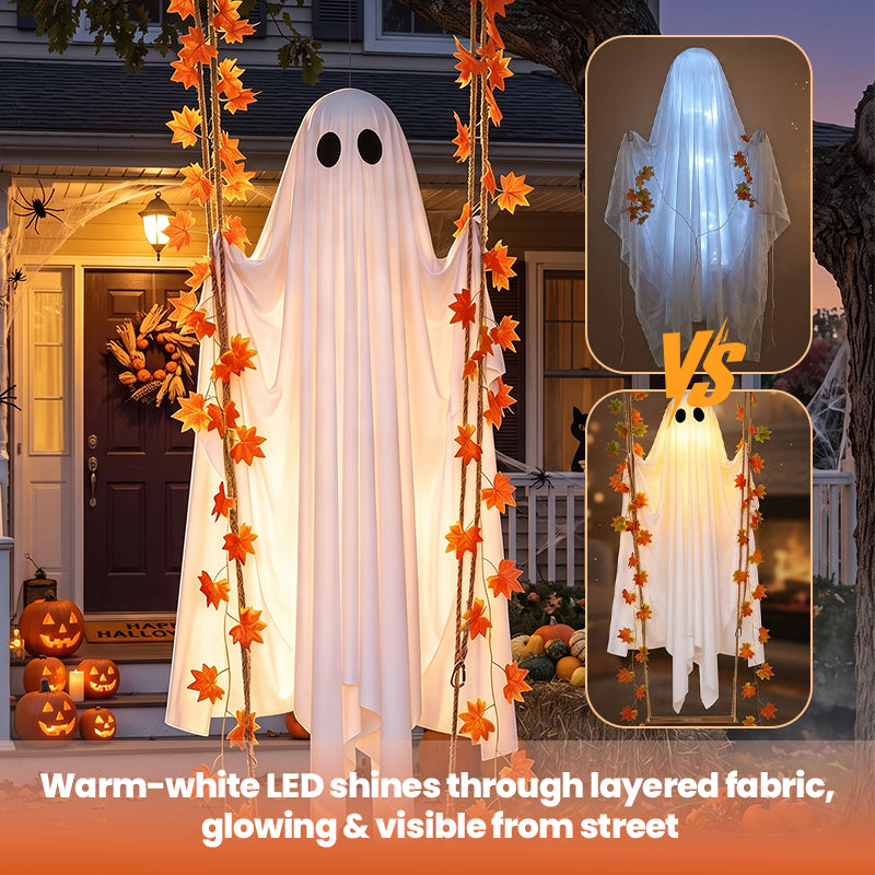 LED Light-Up Swinging Ghost Halloween Decoration