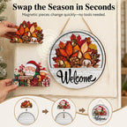 16 Pcs Interchangeable Front Door Welcome Sign - All Seasons