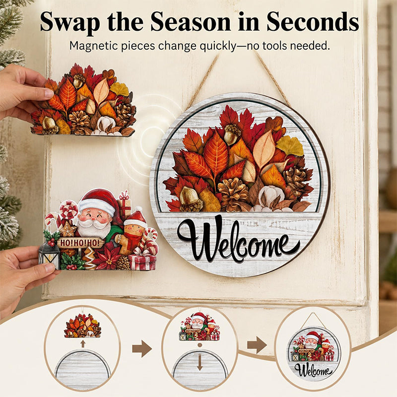 16 Pcs Interchangeable Front Door Welcome Sign - All Seasons