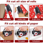 Wrapping Paper Cutter & Tape Dispenser Dual Use,  Easy Cut for Present Wrapping