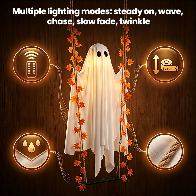 LED Light-Up Swinging Ghost Halloween Decoration