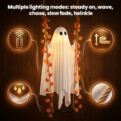 LED Light-Up Swinging Ghost Halloween Decoration