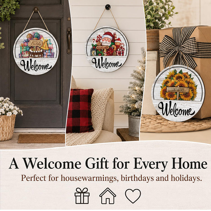 16 Pcs Interchangeable Front Door Welcome Sign - All Seasons