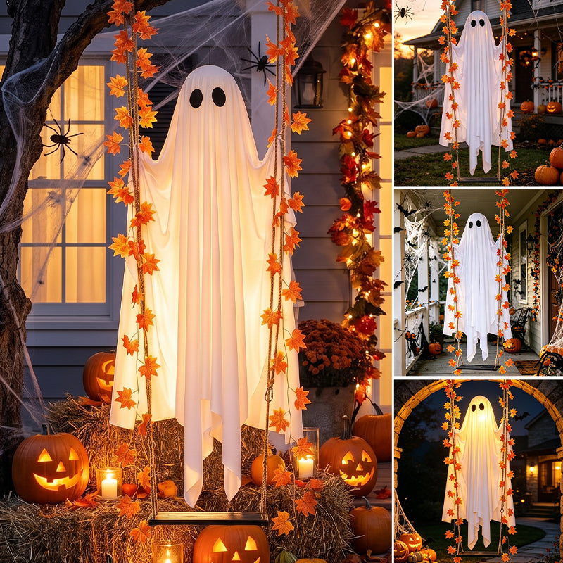 LED Light-Up Swinging Ghost Halloween Decoration