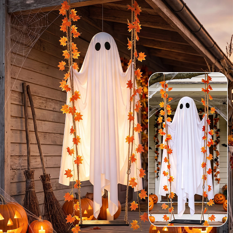 LED Light-Up Swinging Ghost Halloween Decoration